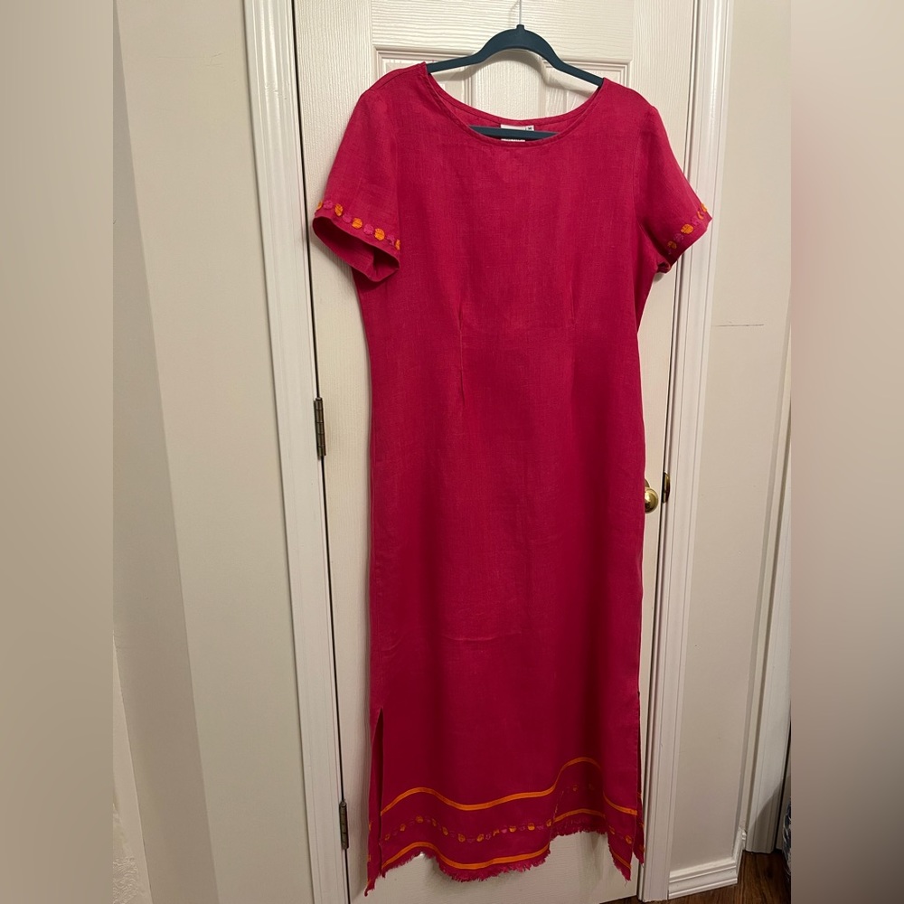 Pink linen dress size medium.